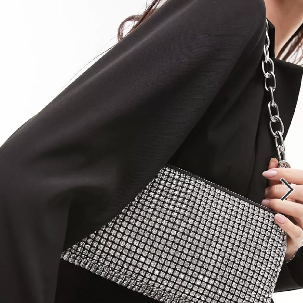 Topshop Fliss Diamante Chain Shoulder Bag